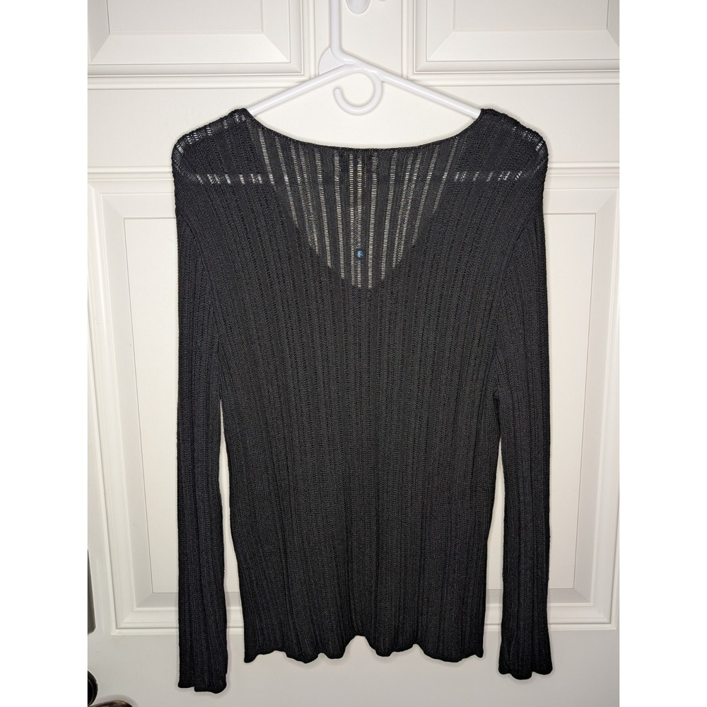 Vintage J Jill Open Knit Long Sleeve Black Sweater Women's Size Small - Picture 3 of 7